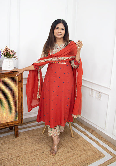 Cotton Kalamkari 3 Piece Suit