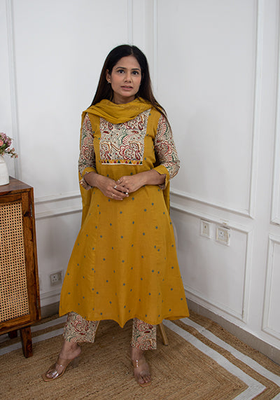 Cotton Kalamkari 3 Piece Suit